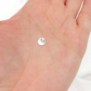 6MM White Sterling Silver Brushed Round Flat Disc Charm with a Single Hole